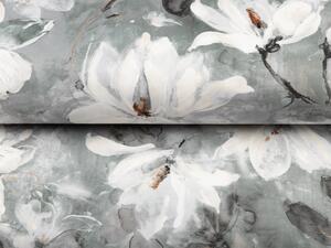 Sametová látka Tamara TMR-016 Designové květiny na šedozeleném - šířka 150 cm