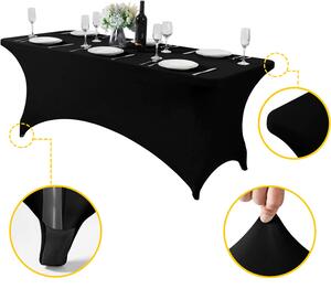 ModernHOME Univerzální potah na ubrus pro cateringový stůl 180 cm 6FT černý elastický
