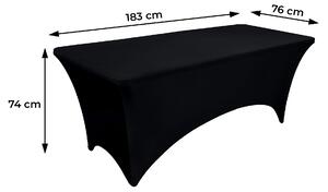 ModernHOME Univerzální potah na ubrus pro cateringový stůl 180 cm 6FT černý elastický