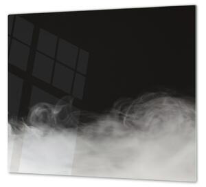 Ochranná deska sklo černá bílý dým - 52x60cm / S lepením na zeď