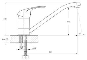 Bruckner HOFFER stojánková dřezová baterie, 221mm, otočné ramínko, chrom