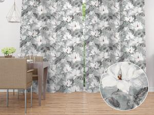 Biante Sametový závěs Tamara TMR-016 Designové květiny na šedozeleném 145x140 cm