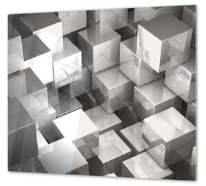 Ochranná deska 3D šedý abstrakt kostky - 50x70cm / S lepením na zeď