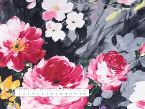 Biante Dekorační běhoun na stůl PM-020 Malované květy na šedém 20x120 cm