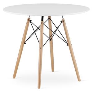 LEOBERT Moderní skandinávský konferenční stolek, bílá kulatá deska, 90 cm