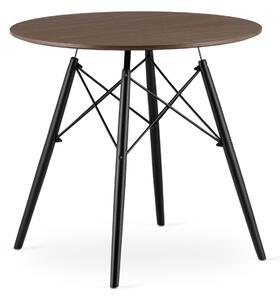 LEOBERT Moderní skandinávský konferenční stolek, hnědá kulatá deska, 80 cm