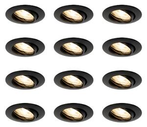Sada 12 černých zabudovaných bodových svítidel GU10 35 mm - Edu