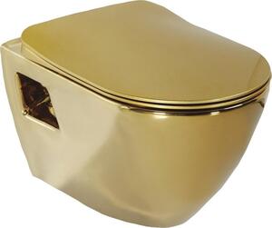 SAPHO PAULA závěsná retro WC mísa, 35,5x50cm, zlatá TP325-AK00