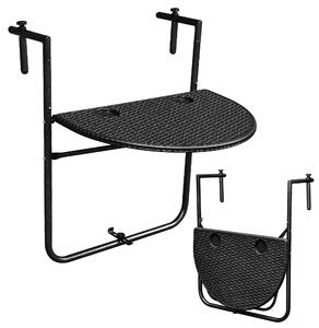 ModernHOME Skládací balkonový stolek zavěšený na zábradlí, černý