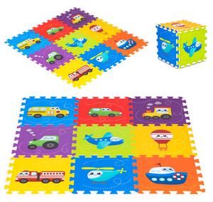 Pěnová podložka pro dětská vozidla puzzle 9 prvků 86x86cm IPLAY