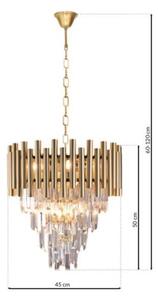 Křišťálový lustr na řetězu MADISON 9xE14/40W/230V zlatá