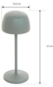 Lindby LED dobíjecí stolní lampa Arietty, zelená, hliník, Ø 10,5 cm