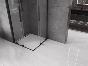 Mexen Velar Duo, sprchový kout s posuvnými dveřmi 90(dveře) x 90(dveře) cm, 8mm čiré sklo, černý matný profil, 871-090-090-02-70