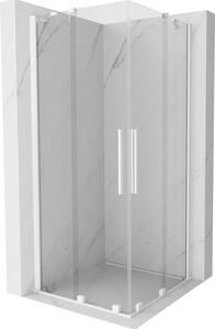 Mexen Velar Duo, sprchový kout s posuvnými dveřmi 80(dveře) x 80(dveře) cm, 8mm čiré sklo, bílá, 871-080-080-02-20