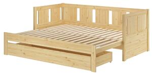 Rozkládací postel Relax s úložným boxem na matrace - natur - masiv borovice Borovice přírodní 90x200/180x200 cm