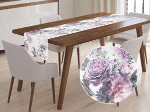 Biante Dekorační běhoun na stůl BM-009 Velké fialové květy 20x120 cm