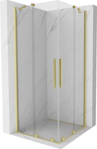 Mexen Velar Duo, sprchový kout s posuvnými dveřmi 80(dveře) x 80(dveře) cm, 8mm čiré sklo, zlatý matný profil, 871-080-080-02-55