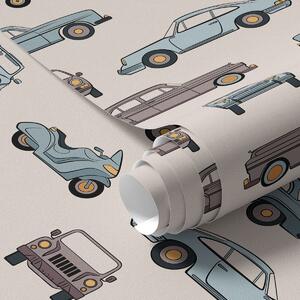 Tapety Retro auta a skútry na béžovém pozadí, Tapety vintage, a01178v1 : uwalls.cz