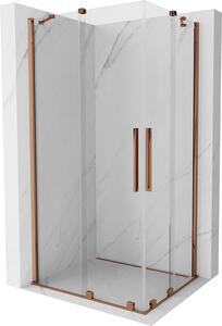 Mexen Velar Duo, sprchový kout s posuvnými dveřmi 100(dveře) x 90(dveře) cm, 8mm čiré sklo, růžové zlato profil, 871-100-090-02-60