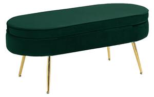 Luxusní taburet, smaragdová Velvet látka / chrom zlatý, Art-deco, NOBLIN TABURET TYP 2