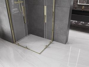Mexen Velar Duo, sprchový kout s posuvnými dveřmi 90(dveře) x 80(dveře) cm, 8mm čiré sklo, zlatý lesklý profil, 871-090-080-02-50