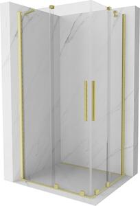 Mexen Velar Duo, sprchový kout s posuvnými dveřmi 90(dveře) x 80(dveře) cm, 8mm čiré sklo, zlatý matný profil, 871-090-080-02-55
