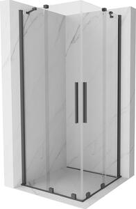 Mexen Velar Duo, sprchový kout s posuvnými dveřmi 80(dveře) x 80(dveře) cm, 8mm čiré sklo, grafitový profil, 871-080-080-02-66
