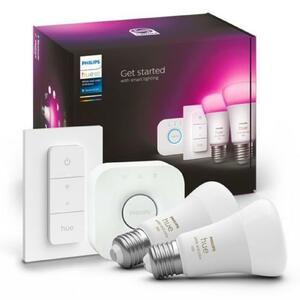 Philips HUE sada Bridge + 2x WACA LED žárovka E27 A60 9W 1100lm 2000-6500K RGB IP20 + ovladač