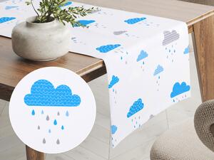 Biante Dětský bavlněný běhoun na stůl Sandra SA-325 Modro-šedé deštivé mráčky 35x180 cm