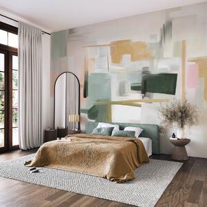 Fototapety Abstraktní minimalistický malířský styl s jemnými pastelovými barvami, geometrickými tvary a, Fototapety abstraktní, w09828 : uwalls.cz