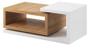 Konferenční stolek Bota 97 z wnekami 120 cm - Bílý / Dub grandson