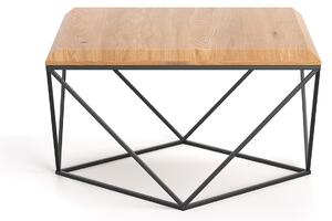 Konferenční stolek Arbor v loftovém stylu s dřevěnou deskou 100x100 cm