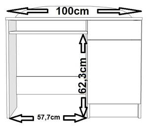 KIND COLOR ABS B10 Psací stůl MEDVÍDEK S KVÍTKEM (Provedení: bílá | bílá, Umístění skříňky: vlevo)