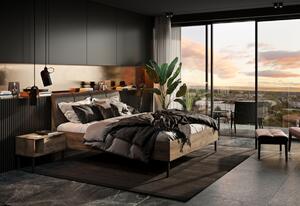 Manželská postel SEPTIMA + rošt, 160x200, dub frigate