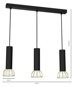 Lustr na lanku DANTE 3xGU10/25W/230V černá/zlatá