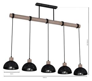 Lustr na lanku ERIK 5xE27/60W/230V hnědá/černá