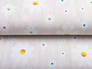 PVC ubrus Květy na béžovém PV-017 - metráž š. 140 cm