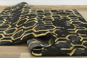 Makro Abra Moderní kusový koberec FESTIVAL 2296A černý / žlutý Rozměr: 60x100 cm