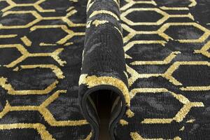 Makro Abra Moderní kusový koberec FESTIVAL 2296A černý / žlutý Rozměr: 80x150 cm