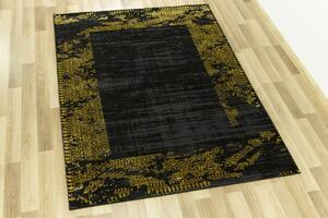 Makro Abra Moderní kusový koberec FESTIVAL 3479A černý / žlutý Rozměr: 80x150 cm