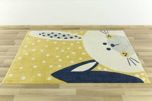 Makro Abra Dětský kusový koberec EMILY KIDS 2323A Zajíček žlutý Rozměr: 80x150 cm