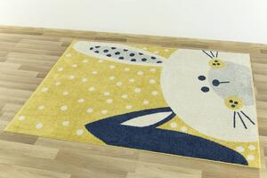 Makro Abra Dětský kusový koberec EMILY KIDS 2323A Zajíček žlutý Rozměr: 120x170 cm