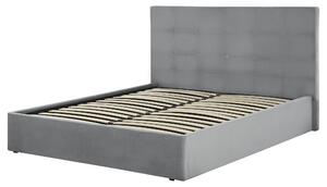 Sametová postel s úložným prostorem 140 x 200 cm šedá LORIENT