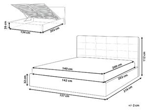 Sametová postel s úložným prostorem 140 x 200 cm šedá LORIENT