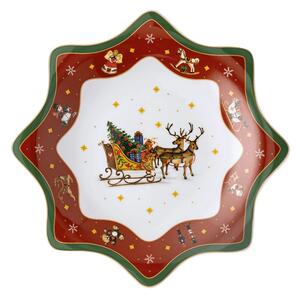 Vánoční tác na cukroví hvězda Veselé Vánoce, 25 cm, červený Rosenthal (Happy Christmas/ červená)