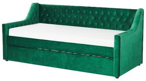 Rozkládací sametová postel 9 x 200 cm zelená MONTARGIS