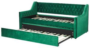 Rozkládací sametová postel 9 x 200 cm zelená MONTARGIS