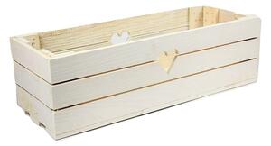 Dřevěný truhlík bílý srdce 30 cm