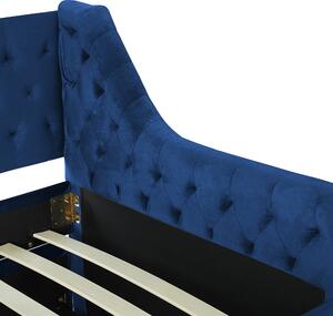 Rozkládací sametová postel 90 x 200 cm modrá MONTARGIS