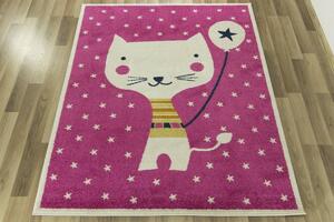 Makro Abra Dětský kusový koberec EMILY KIDS 2340A Kočička růžový Rozměr: 140x190 cm